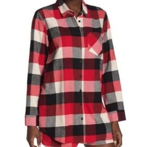 Nordstrom Free Press plaid flannel night shirt